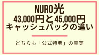 NURO光 43,000円と45,000円 キャッシュバックの違い